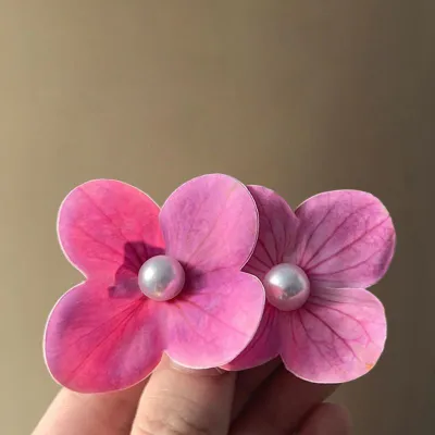 Trendy Double Flower Pearl Hair Clip